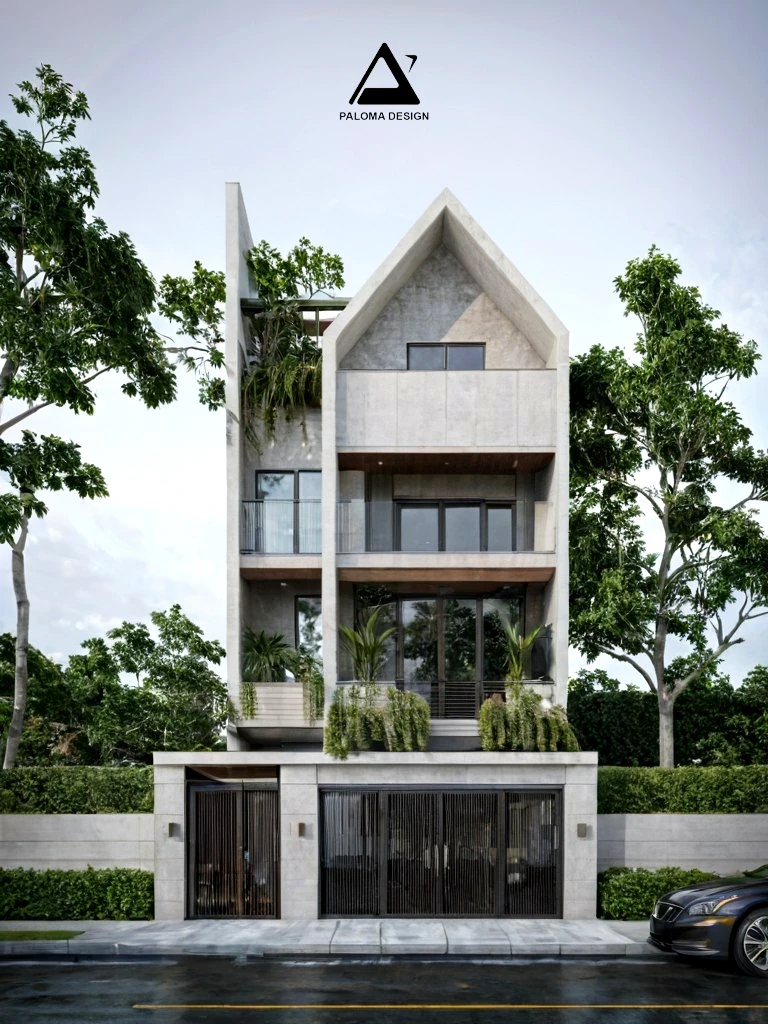Mặt tiền thiết kế nhà phố Mr. Ánh tại Thanh Trì Hà Nội – Paloma Design