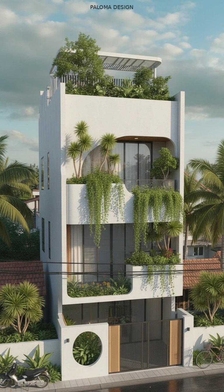 Phối cảnh chính diện mặt tiền ban ngày nhà phố hiện đại 330m² Mr. Hải Hà Đông