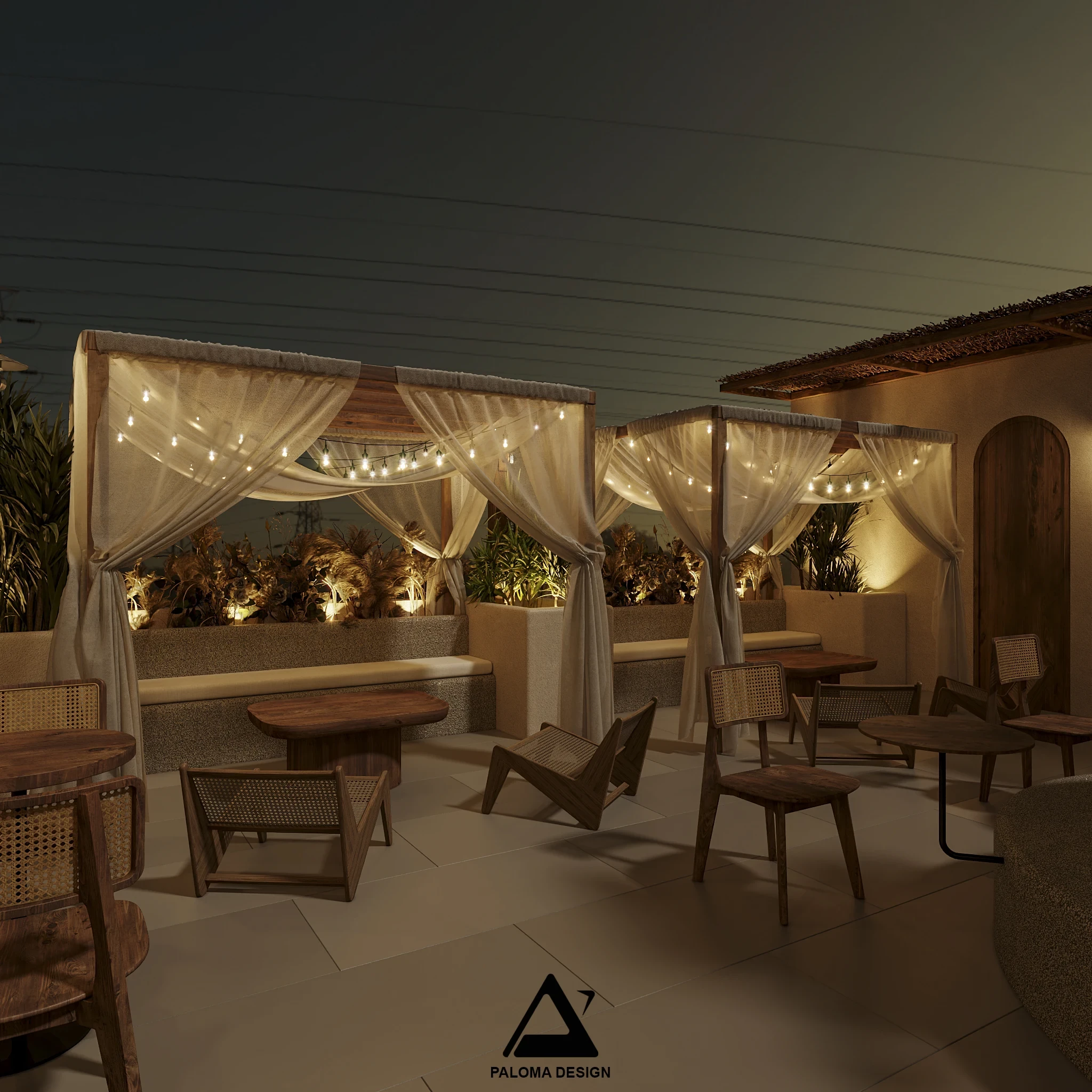 Phối cảnh tổng thể công trình Monaco Café phong cách Địa Trung Hải – Paloma Design