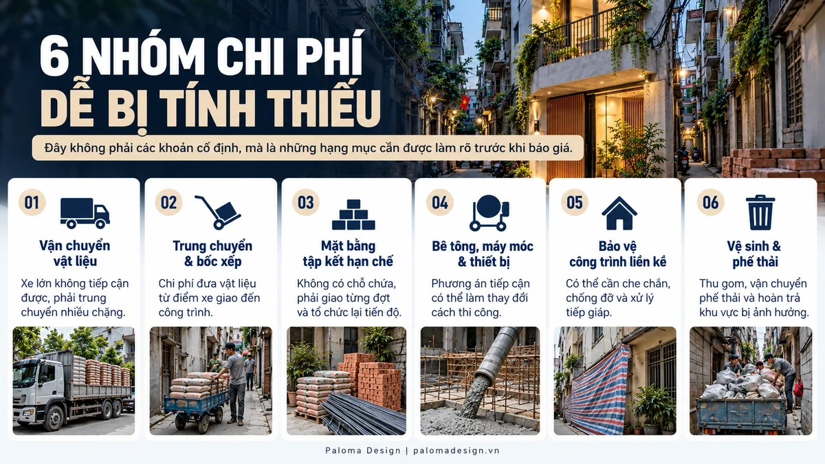 6 nhóm chi phí dễ bị tính thiếu khi xây nhà trong ngõ nhỏ