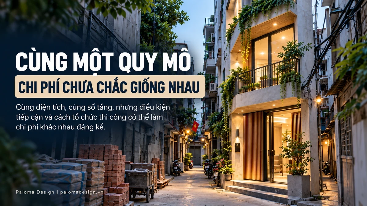 Cùng quy mô nhà nhưng điều kiện thi công khác nhau có thể làm chi phí khác nhau