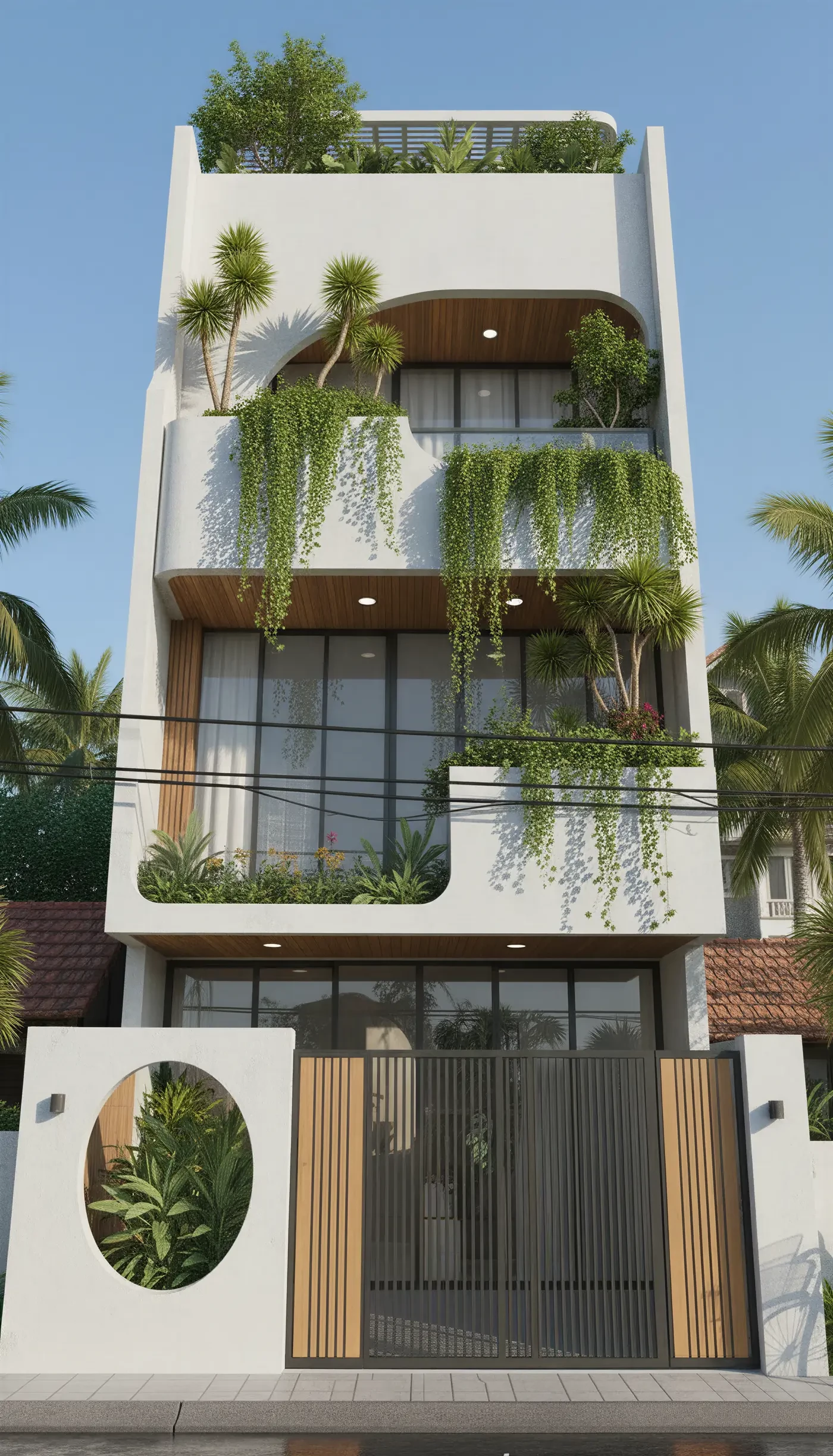 Mặt tiền nhà phố hiện đại nhiều cây xanh – Paloma Design