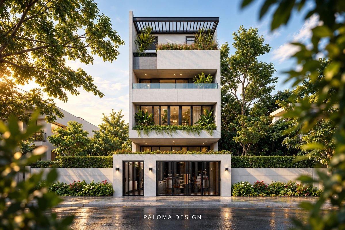 Visual concept nhà phố Paloma minh họa quy mô và mức độ hoàn thiện khi lập báo giá xây nhà.