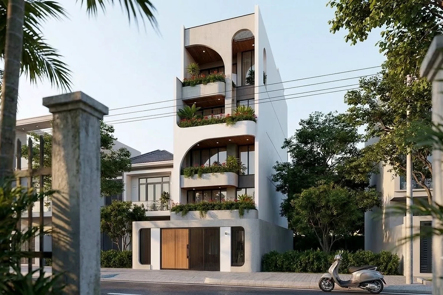 Nhịp đặc rỗng trong thiết kế mặt tiền nhà phố hiện đại