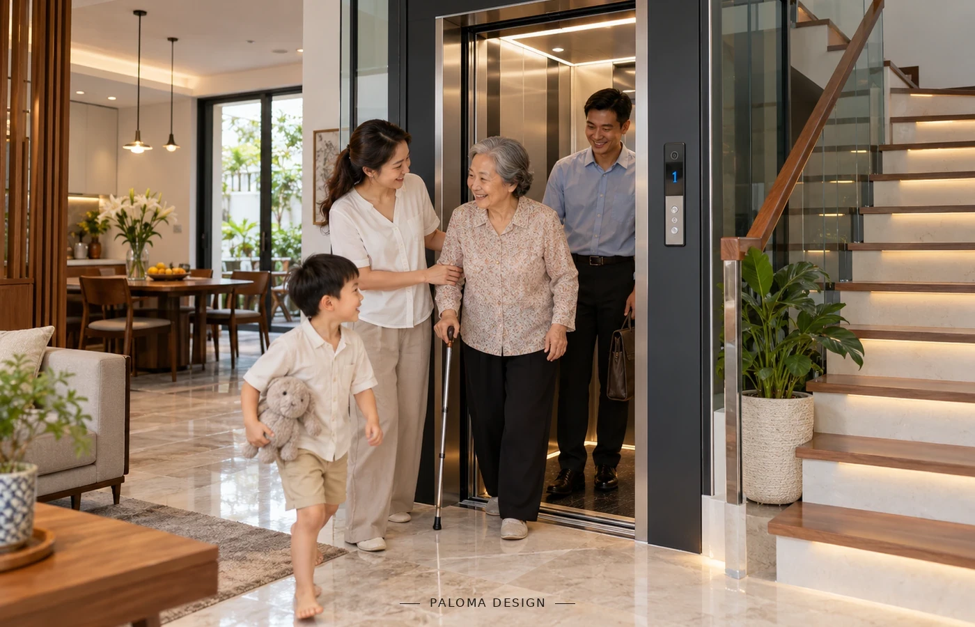 Không gian giao thông nhà phố thuận tiện cho người lớn tuổi và gia đình nhiều thế hệ